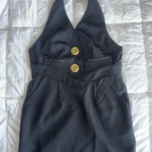Commense Black Mini Dress with Gold Buttons
